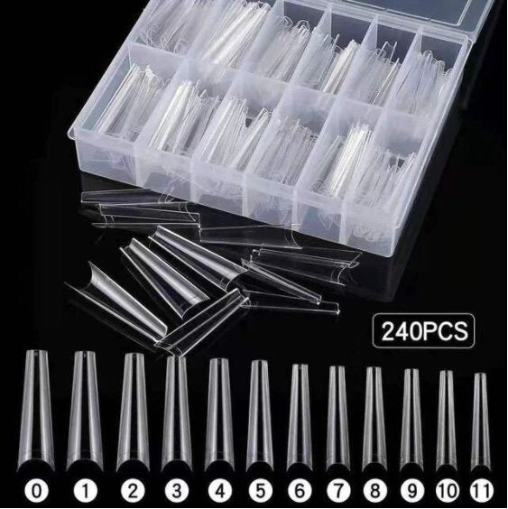 Long and straight square tips for acrylic nail tips, 200 pcs.